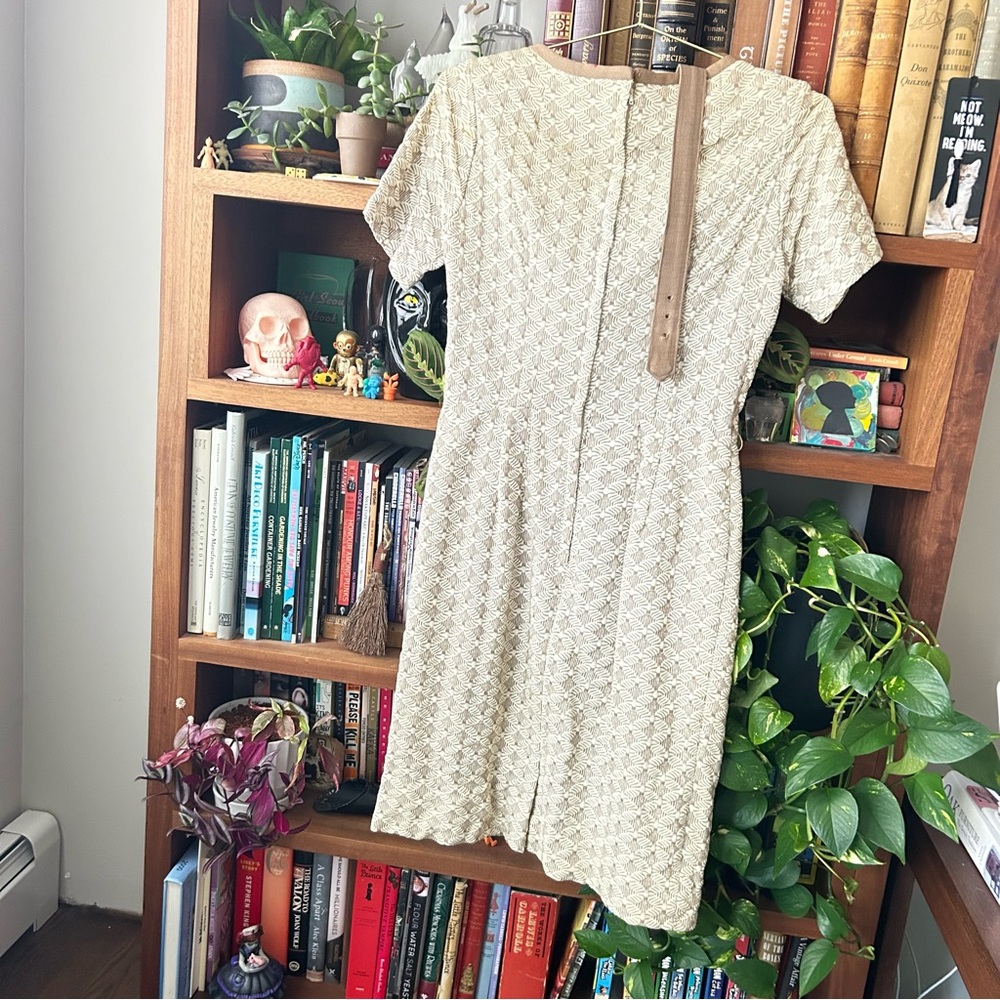 Vintage Cream & Tan Belted Sweater Dress - Picture 7 of 14
